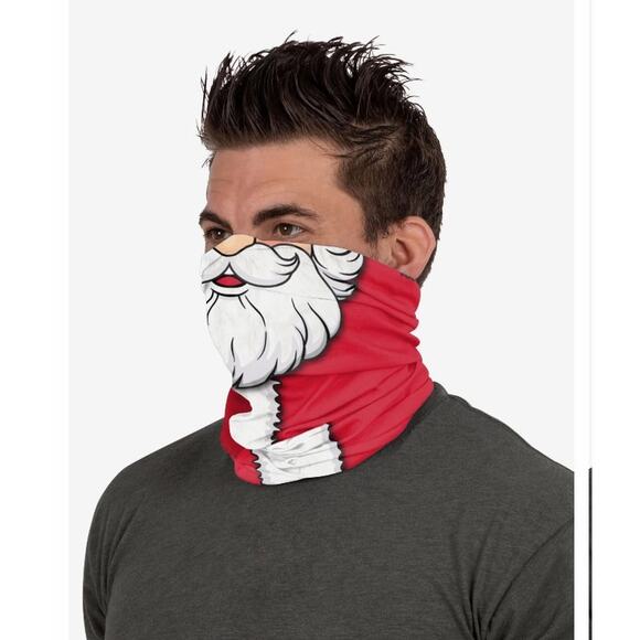 Santa Snowman Holiday Christmas Face Covering Gaiter Mask SET (2) NWT - Picture 2 of 8